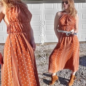 24hr SALE! ♡Pumpkin Pie Fall Boho Brick Maxi Dress